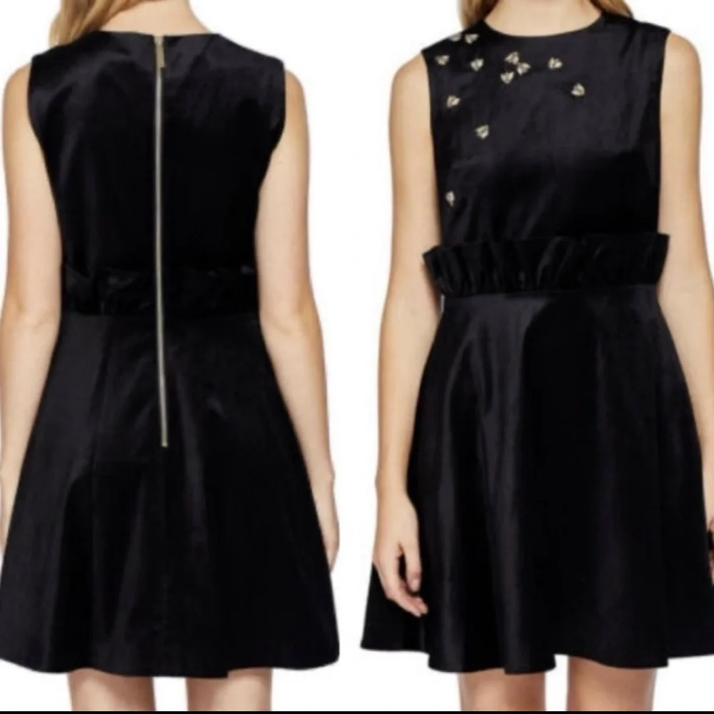 Elegant Black Queen Bee Ruffle Shift Dress Ted Baker NWT - Picture 4 of 16